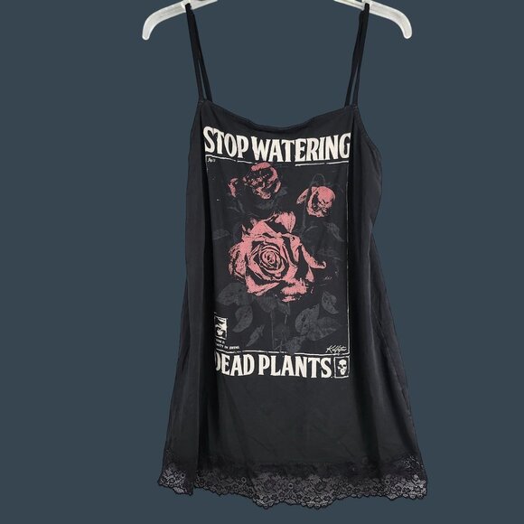 Killstar Dead Rose Flowers Gothic Punk Plants Strap Tank With Lace Trim Size XXL - Picture 1 of 9